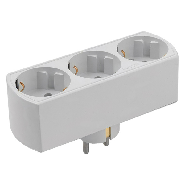 Сетевой разветвитель GTS-F-3-16-G, 16А, 3 места, плоский, с заземлением General