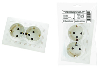 Розетка двойная 2П+З 16А 250В белая "Таймыр" (пром. упак., бакелит. основание) TDM