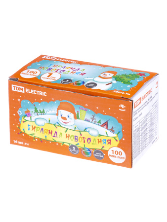 Гирлянда новогодняя, МГ 100, 220 В, многоцветная, 5 м, 8 режимов TDM