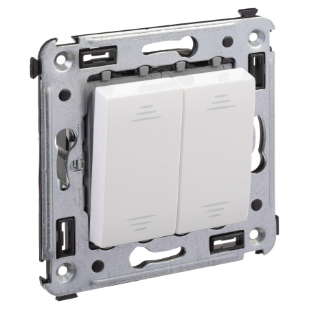Переключатель двухклавишный в стену, "Avanti", "Белое облако" DKC
