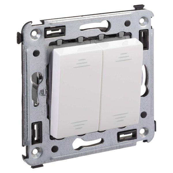 Переключатель двухклавишный в стену, "Avanti", "Белое облако" DKC