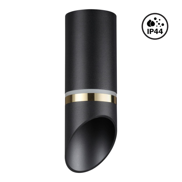 Св-к накл.влагозащ.IP44 GU10 9W 220V DELTA черный/золото NOVOTECH