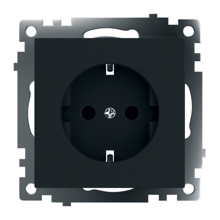 Розетка 1-местная с/з (механизм), STEKKER GLS16-7110-05, 250В, 16А с защитной шторкой, серия Катрин, черный