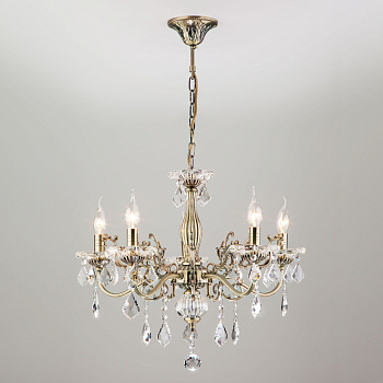 Люстра с хрусталем 5*E14 60Вт античная бронза IP20 Elisha (3281/5 античная бронза) Eurosvet