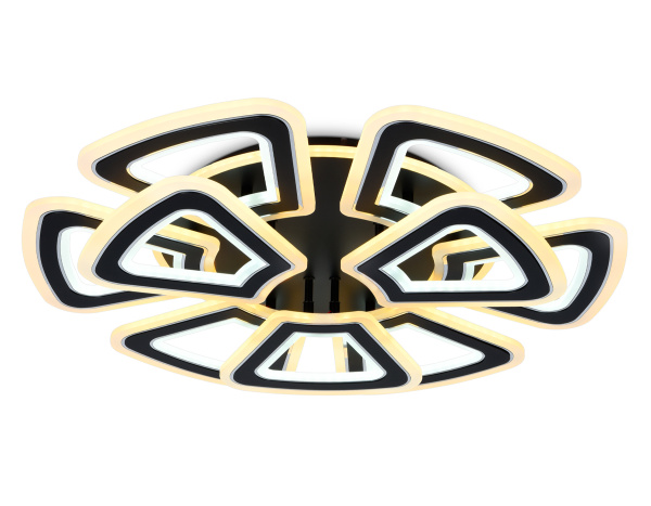 Светильник потолочный светодиодный с пультом FA8893/6+3 BK/CH черный/хром 210W 3000K/4200K/6400K 650*640*130 (ПДУ РАДИО 2.4G) Ambrella Light