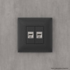 Компьютерная розетка RJ-45 без шторки в стену, кат.6А двойная экранированная, "Avanti", "Черный матовый" DKC
