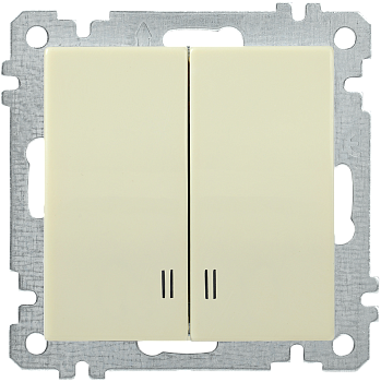Выключатель 2-клавишный с индикацией ВС10-2-1-Б 10А BOLERO кремовый IEK