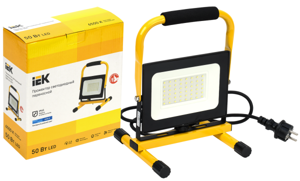 Прожектор светодиодный СДО 06-50П переносной 6500К IP65 черный IEK