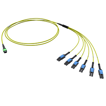 Оптическая разветвительная сборка 12ОВ 9/125 OS2 1xMTP PRO(12)/6хLC-UPC Duplex Uniboot 4м(предуст.конф.: MTP Male, тип полярности - прямая (Tx-Rx) DKC