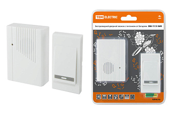 Звонок беспроводной на батарейках ЗББ-11/3-36М (36 мелодий, кнопка IP30, 2х1,5В АА) TDM