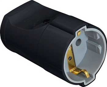 Гнездо штепсельное с з/к 16А черное (50/200) Альфа