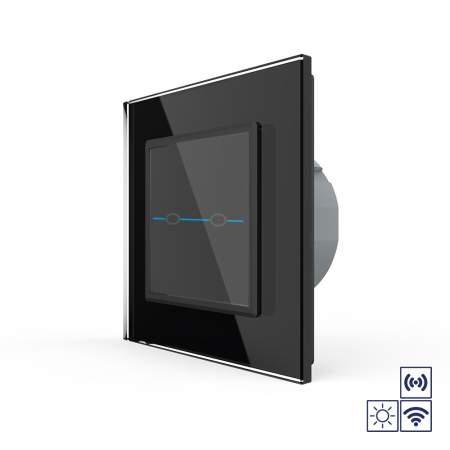 Сенсорный импульсный радиоуправляемый выключатель Quadro сухой контакт 2 клавиши Черный Livolo