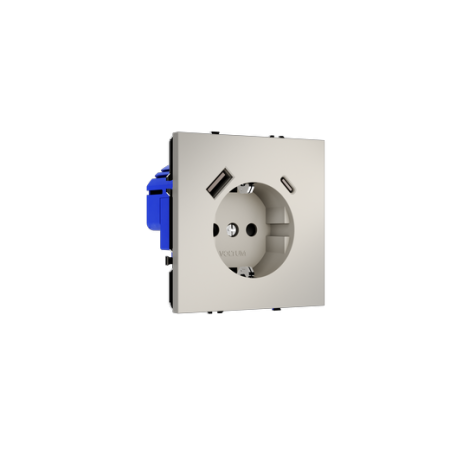 Розетка встраиваемая Voltum S70 с заземлением и защитными шторками, 16А, с USB, A+C, (кашемир)