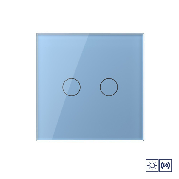 Сенсорный импульсный выключатель сухой контакт 2 клавиши 1 модуль Синий Livolo