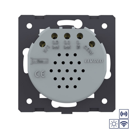 Сенсорный импульсный радиоуправляемый выключатель 2 клавиши Quadro (механизм) Livolo