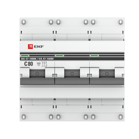 Выключатель автоматический ВА МОД 3П 80А С 10кА ВА 47-100M без теплового расцепителя PROxima EKF