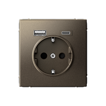 ARTGALLERY РОЗЕТКА 16А с 2 USB A+C, 5В/2,4А/3,0А, 2х5В/1,5А, механизм, МОККО Systeme Electric