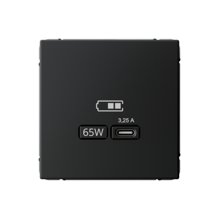 ARTGALLERY USB РОЗЕТКА тип-С 65Вт высокоскор.заряд. QC, PD, механизм, КАРБОН Systeme Electric