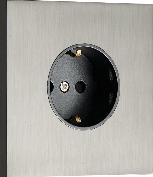 Donel N96 Розетка Schuko с заземлением, со шторками 16A 250 В~, Вороненая сталь, серия DT