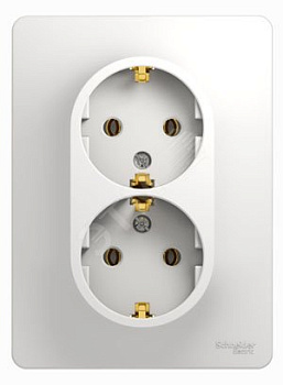 GLOSSA  Розетка СУ 2-м., с з/з в сборе 16А белый IP20 (уп.10шт) Schneider Electric