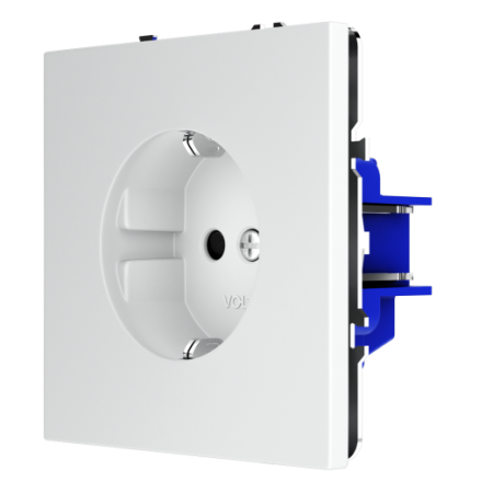 Розетка встраиваемая Voltum S70 с заземлением и защитными шторками, 16А, (белый матовый)