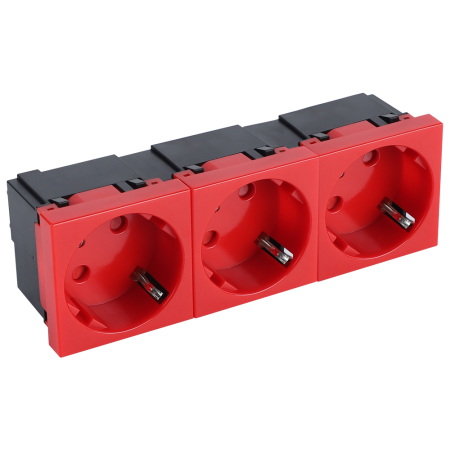 Donel Розетка 3х2К+З нем.ст., 45 гр., с з/ш, крас. (135х45мм), серия (тип) DF6