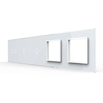 Панель для 3-х сенсорных выключателей и 2-х розеток, 4 клавиши (2+1+1), цвет белый, стекло Livolo