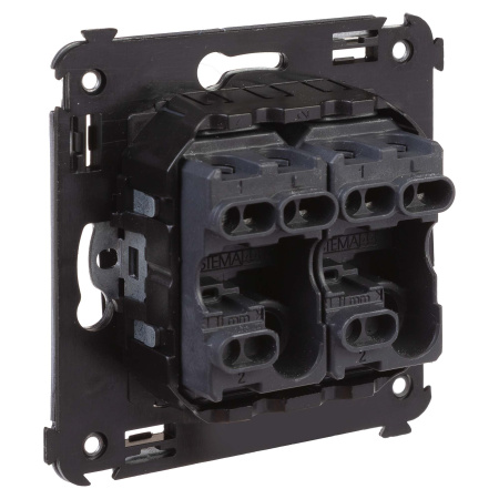 Выключатель двухклавишный в стену, "Avanti", "Черный квадрат" DKC