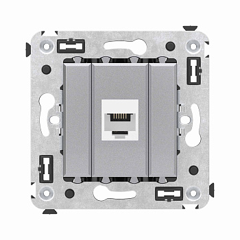 Телефонная розетка RJ-12 без шторки в стену одинарная, "Avanti", "Закаленная сталь" DKC