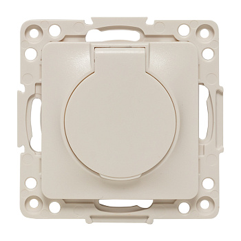 Стокгольм Механизм Розетки 1-местной с/з 16А белый с крышкой и защ, штор, IP44 EKF