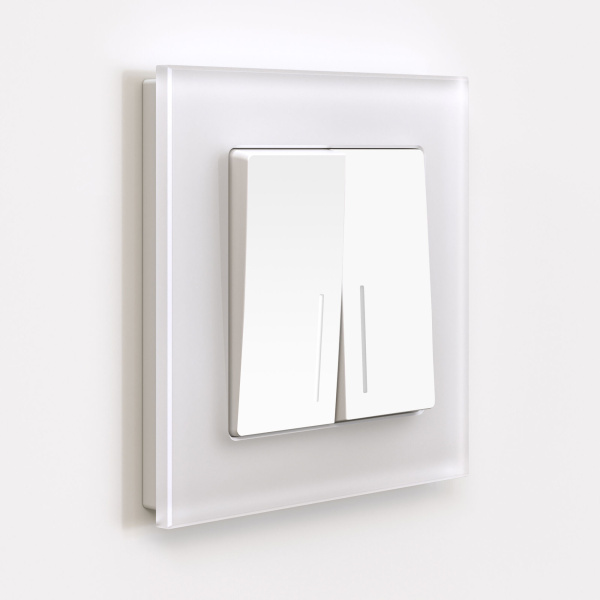 Выключатель двухклавишный с подсветкой (белый матовый) СУ IP20 Werkel