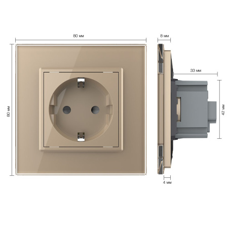 Розетка 1 модуль Золотая Livolo
