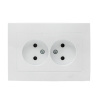 Валенсия Розетка 2-местная б/з 10А белая с защ, штор, EKF