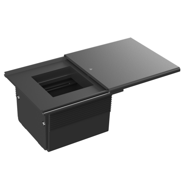 Donel Настольный встраиваемый розеточный блок, сдвижная крышка, 2 мод. (1 мод. 45х45), черный