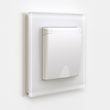 Розетка с заземлением и шторками c крышкой (белый матовый) СУ IP44 Werkel