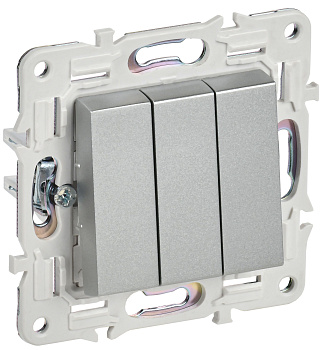 SKANDY Выключатель 3-клавишный 10А SK-V11S серебряный IEK