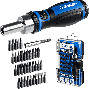 Компакт-37 набор: реверсивная отвертка с насадками 37 шт (B) ЗУБР