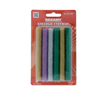 Клей 11/100мм  Цветной с Блестками  (12шт/уп)  Блистер  REXANT