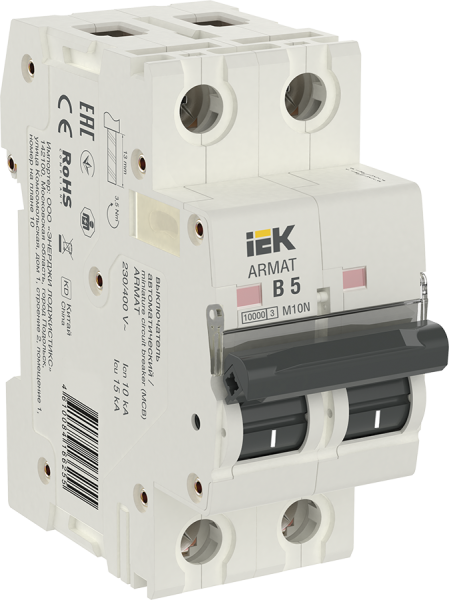 Выключатель автоматический ВА МОД M10N 2П В 5А ARMAT IEK