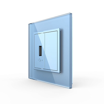 Розетка USB с блоком 5В 2.1А Синяя Livolo