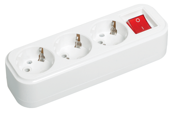 Розетка разборная переносная с выключателем К03В 3 места CLASSIC IEK