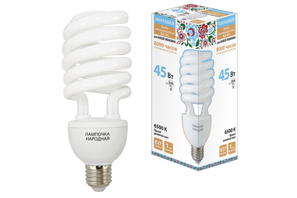 Лампа люминесцентная НЛ-HS-45 Вт-6500 К–Е27 TDM