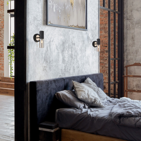 Настенный светильник в стиле лофт 1*E14 40Вт золотой, черный IP20 Tesoro (70125/1 черный) Eurosvet