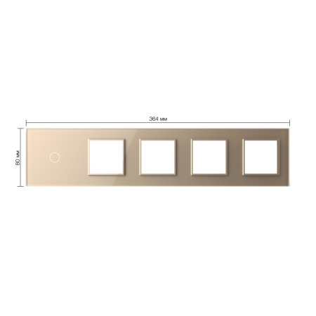 Панель для сенсорного выключателя и 4-х розеток, 1 клавиша, цвет золотой, стекло Livolo