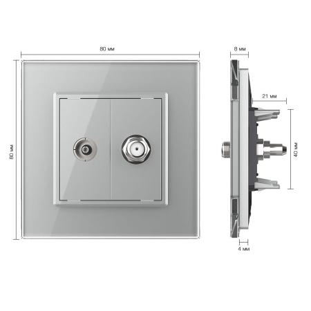 Розетка ТВ/Спутниковая SAT Серая Livolo
