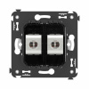 Компьютерная розетка RJ-45 без шторки в стену, кат.6А двойная экранированная, "Avanti", "Черный квадрат" DKC