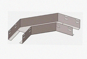 Лоток угловой глухой КГГ 200х100-90 УТ1,5 поворот на 90, оцинкованный лист S1,5