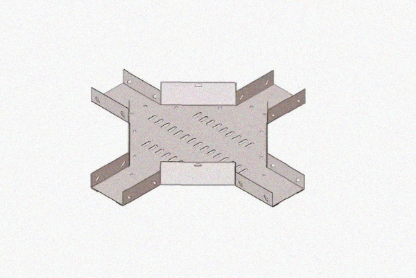 Лоток крестообразный замковый глухой КМЗГ 150х50 УТ1,5, оцинкованный лист, S1,0