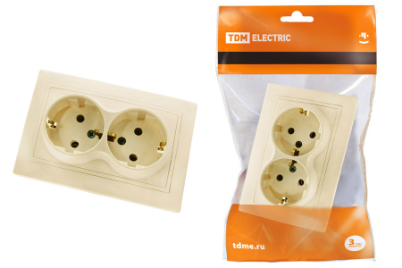 Розетка двойная 2П+З 16А 250В сл. кость "Таймыр" TDM