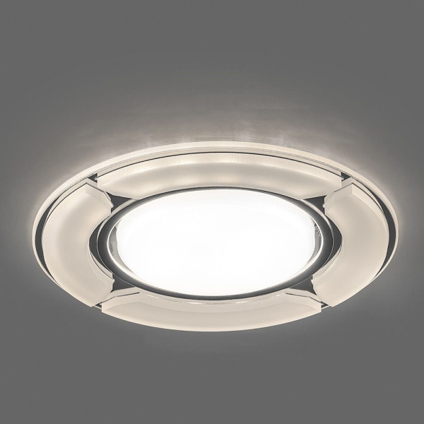 Св-к встр.с белой LED подсветкой Feron CD4039 потолочный GX53 без лампы, белый матовый, хром